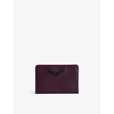 Zadig & Voltaire Zadig&voltaire Womens Beyond Zv Pass Logo-plaque Leather Cardholder In Purple