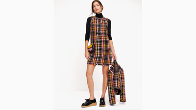 Kate Spade Art Plaid Tweed Dress In Multi