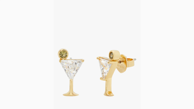Kate Spade Shaken Or Stirred Studs In Clear/gold