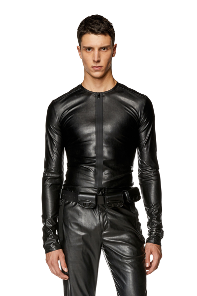 Diesel Second-skin Patent Zip Top In Black