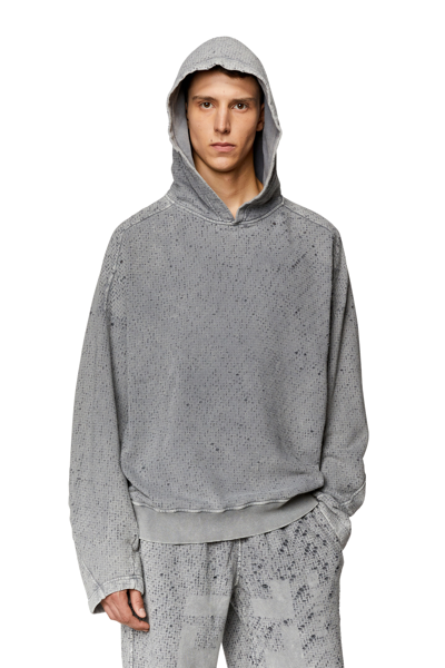 Diesel Sweatshirt In Laser-cut Jersey In Grey