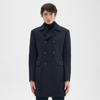 Theory Krasner Double-breasted Coat In Recycled Wool-blend Melton In Baltic