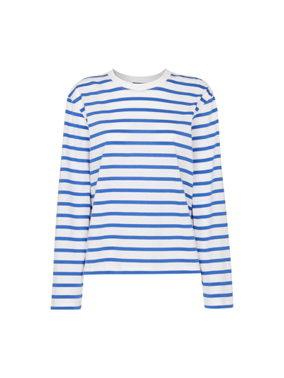 Whistles Womens Multi-coloured Relaxed Fit Striped Cotton-jersey Top In Blue/multi