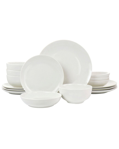 Elama Camellia 16pc Porcelain Double Bowl Dinnerware Set