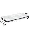 ELAMA ELAMA 3-SECTION DIVIDED PORCELAIN SERVING TRAY WITH RACK
