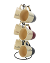Elama Coffee House 6 Piece 12 Ounce Mug Set With Stand, Assorted Colors