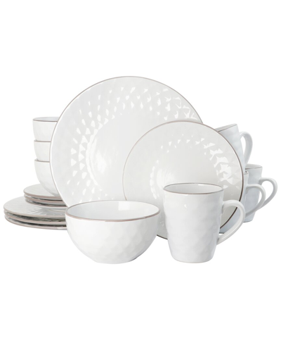 Elama 3-tier Medici Pearl 16pc Dinnerware Set In White