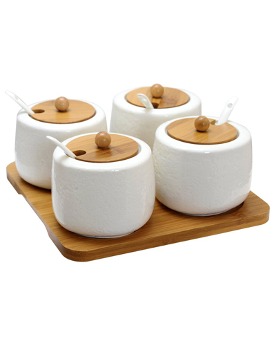 ELAMA ELAMA CERAMIC JARS WITH BAMBOO LIDS & SERVING SPOONS