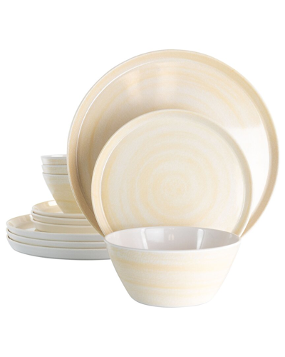 Elama Crafted Clay 12pc Melamine Dinnerware Set In Cream