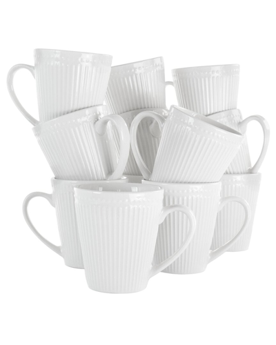 Elama Madeline Mug Set Of 12 Pieces In White