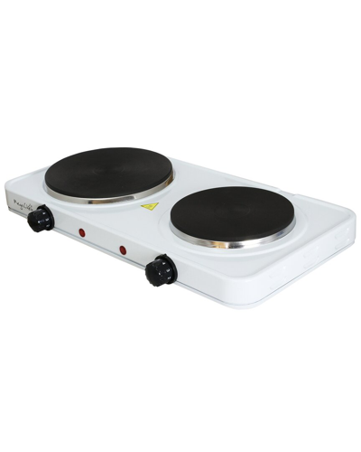 Megachef Electric Easily Portable Ultra Lightweight Dual Burner Cooktop Buffet Range In Sleek White