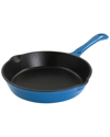 MEGACHEF MEGACHEF ENAMELED ROUND 8IN PRESEASONED CAST IRON FRYING PAN