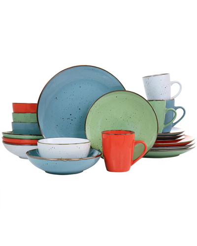 Elama Romina 20 Piece Round Stoneware Dinnerware Set, Service For 4 In Multi