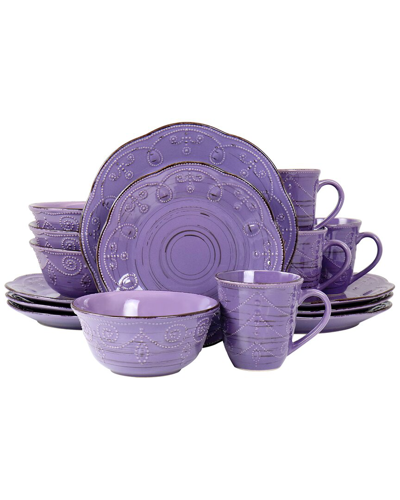 Elama Rustic Birch 16pc Stoneware Dinnerware Set