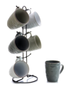 Elama Tahitian Waves 6pc Mug Set With Stand