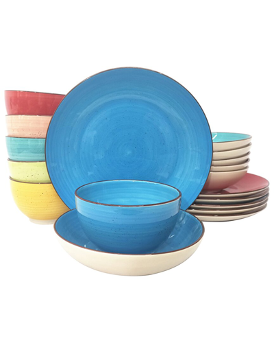 ELAMA ELAMA SEBASTIAN 18PC DOUBLE BOWL STONEWARE DINNERWARE SET