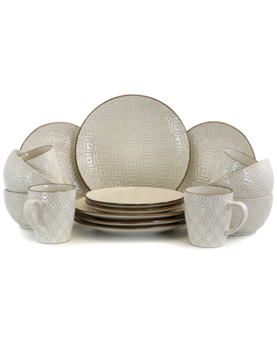 Elama Lily 16pc 3-tier Stoneware Dinnerware Set