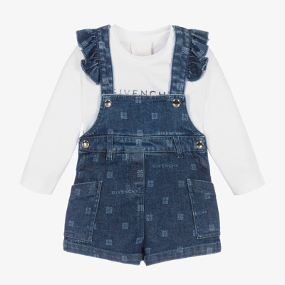 Givenchy Babies' Two-piece Cotton Dungarees Set In Blue