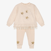 A DEE GIRLS GOLD COTTON JERSEY STAR TRACKSUIT