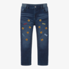 GUESS BOYS BLUE EMBROIDERED JERSEY JEANS