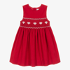 RACHEL RILEY GIRLS RED HAND-SMOCKED CORDUROY DRESS