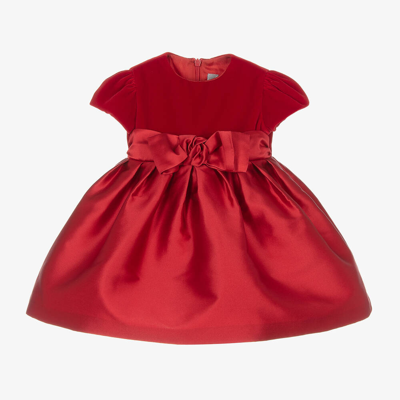 Il Gufo Babies' Girls Red Velvet & Taffeta Dress