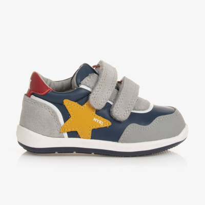 Mayoral Babies' Boys Grey & Blue Leather Star Trainers