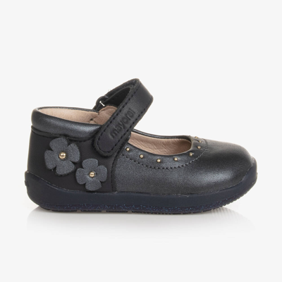 Mayoral Baby Girls Navy Blue Leather Bar Shoes