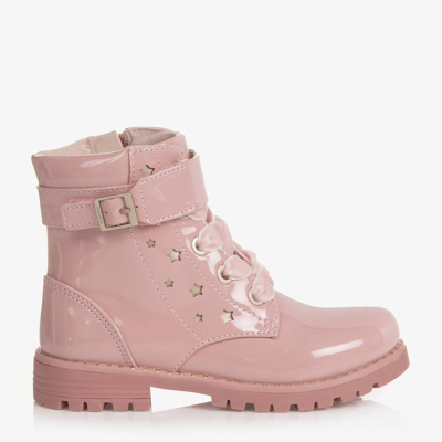 Mayoral Kids' Girls Pink Patent Faux Leather Boots