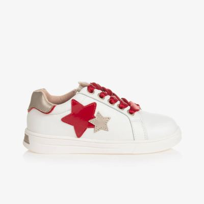 Mayoral Kids' Girls White & Red Star Leather Trainers