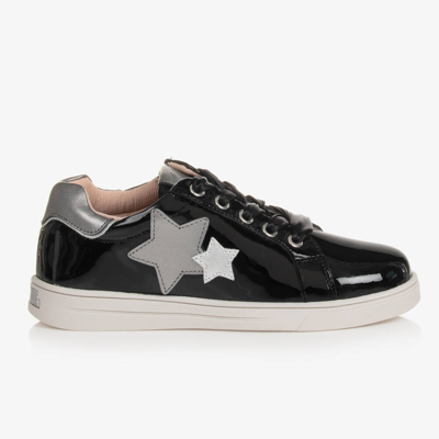 Mayoral Teen Girls Black & Silver Leather Trainers