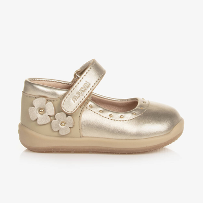 Mayoral Baby Girls Metallic Gold Leather Bar Shoes
