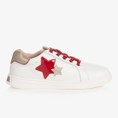 Mayoral Teen Girls White & Red Leather Trainers
