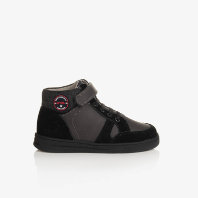 Mayoral Kids' Boys Black Faux Leather High-top Trainers