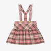 Monnalisa Tartan-print Dungaree Skirt In Pink