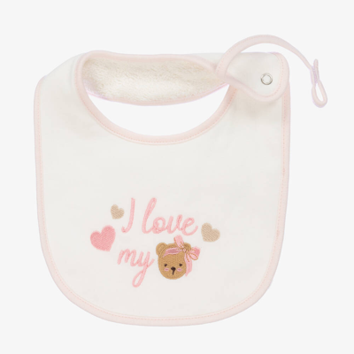 Monnalisa Babies'   Embroidered Bib In Cream