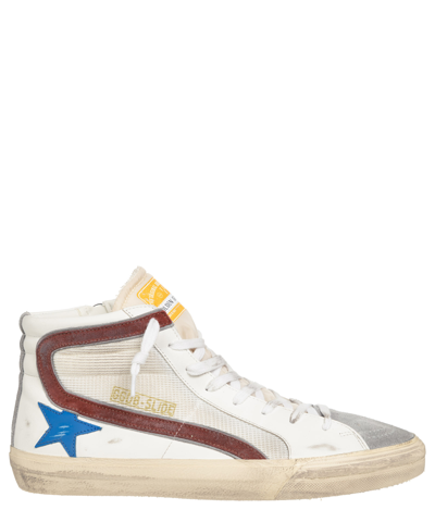 Golden Goose Slide Sneakers In White And Gray Leather