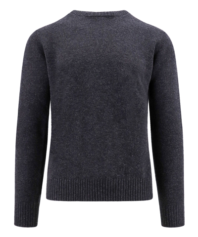 Roberto Cavalli Mens Dark Grey High Neck Logo Sweater In Dark Gray