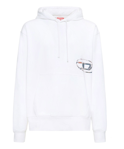 Diesel Logo-print Cotton Hoodie In White