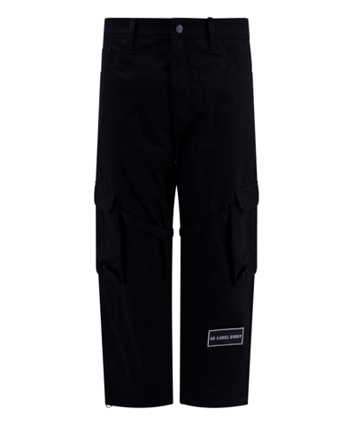 44 Label Group Logo-patch Straight-leg Trousers In Black