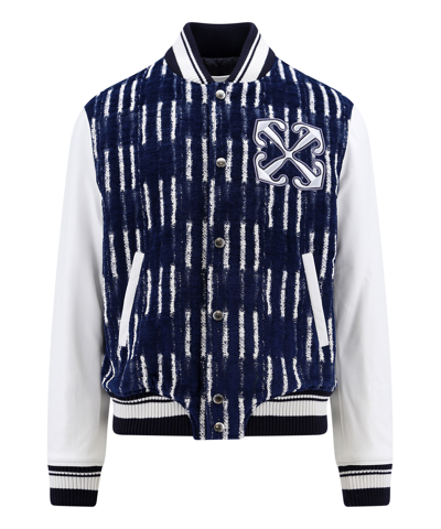 Off-white Shibori Jacquard Bomber Jacket In Blue