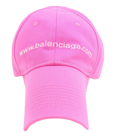 Balenciaga Logo Canvas Baseball Cap In Pink