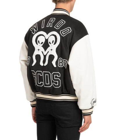 Gcds Two-tone Logo-patch Bomber Jacket In Black