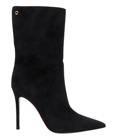 Gianvito Rossi 105mm Pointed-toe Suede Boots In Black