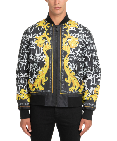 Versace Jeans Couture Graphic-print Bomber Jacket In Black