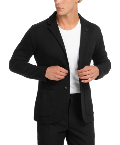 Lardini Single-breasted Knit Jacket In Black
