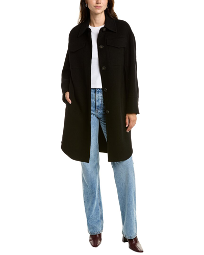 Vince Classic Straight Wool-blend Coat In Black