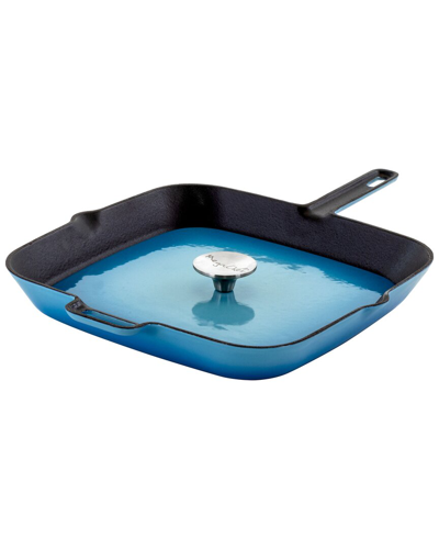 Megachef 11in Square Enamel Cast Iron Grill Pan With Press