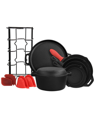 Megachef 12pc Round Preseasoned Cast Iron Cookware Set