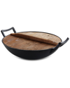 MEGACHEF MEGACHEF 2PC 14IN HEAVY DUTY CAST IRON WOK WITH WOOD LID